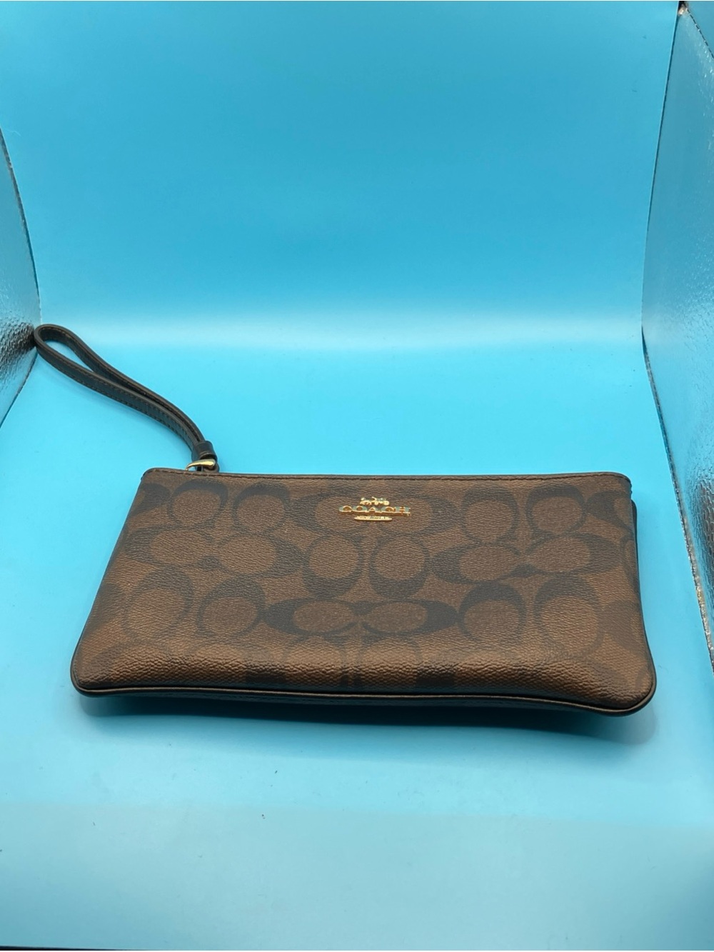Coach Brown Signature Wristlet Clutch